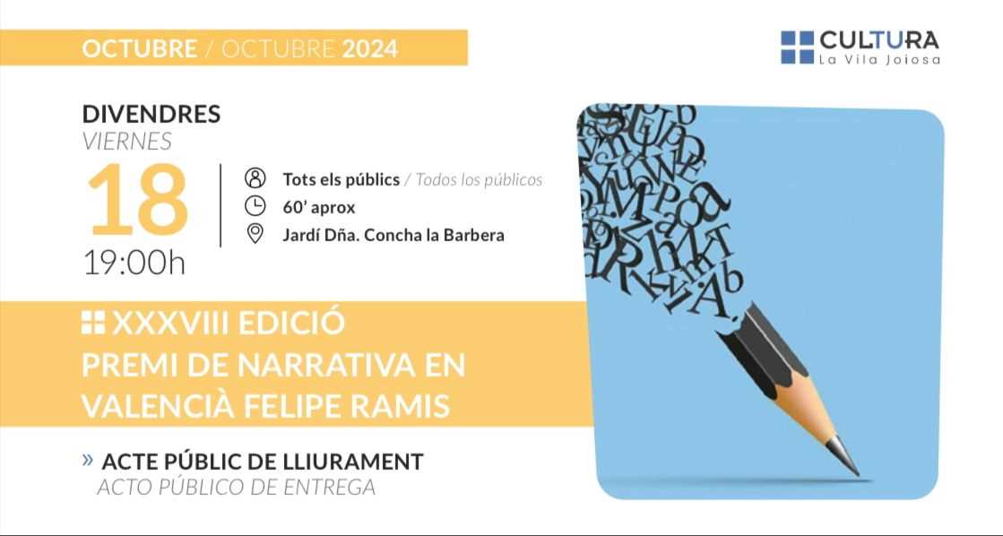 XXXVIII EDICIÓ PREMI DE NARRATIVA EN VALENCIÀ FELIPE RAMIS